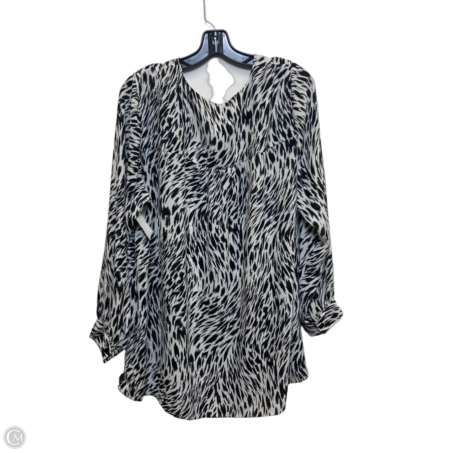 Blouse Long Sleeve By Karen Kane In Black & White, Size: 1x