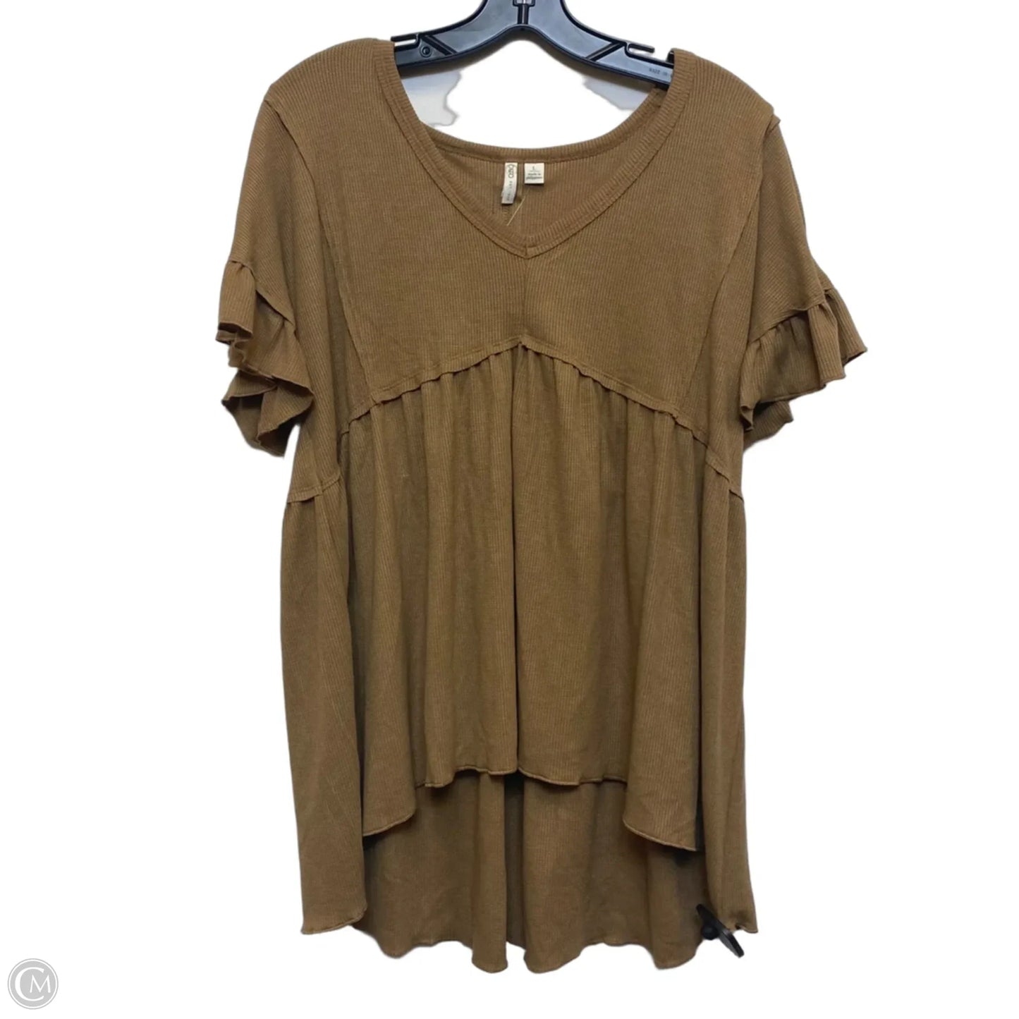 Top Short Sleeve By Cato In Brown, Size: L