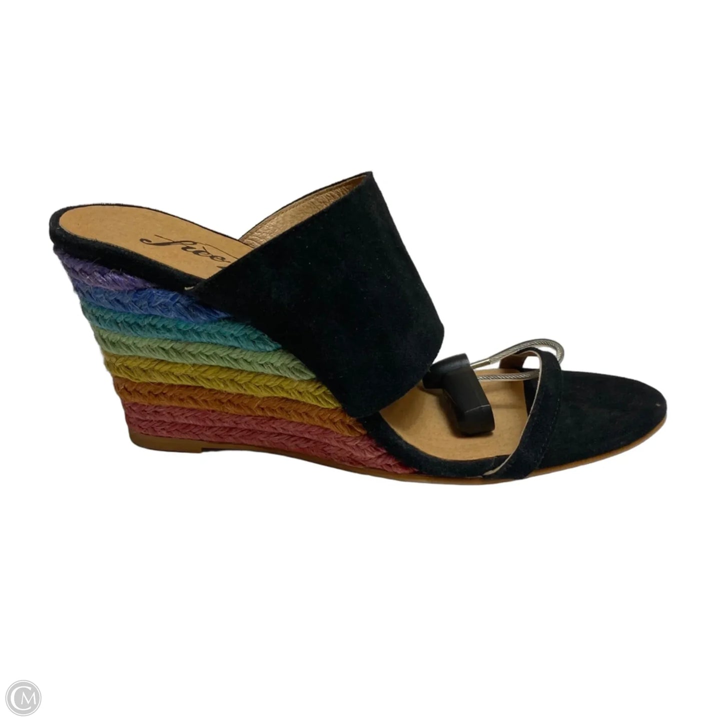 Sandals Heels Wedge By Free People In Rainbow Print, Size: 8.5