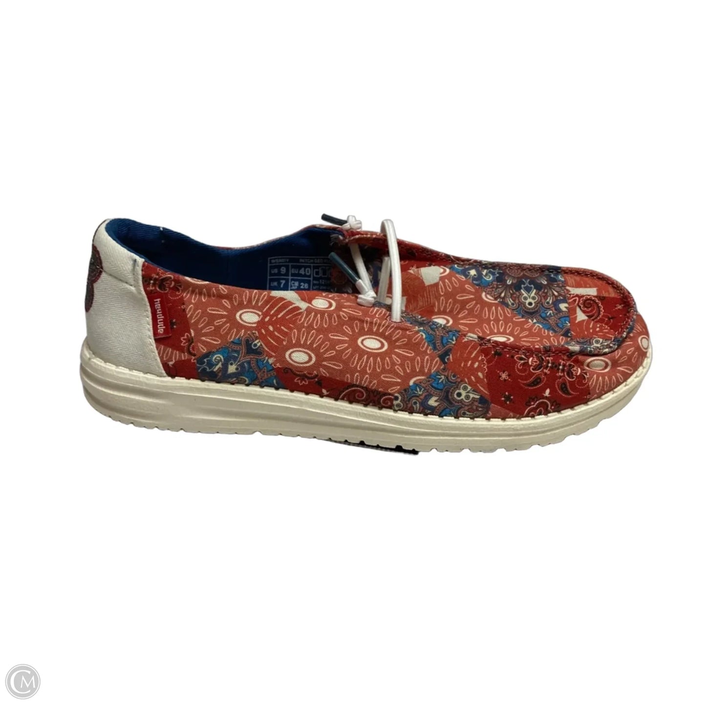 Shoes Flats By Hey Dude In Blue & Red, Size: 9