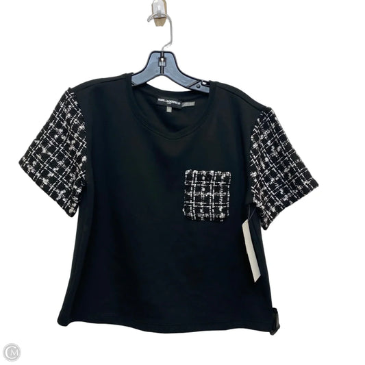 Top Short Sleeve Designer By Karl Lagerfeld In Black, Size: S