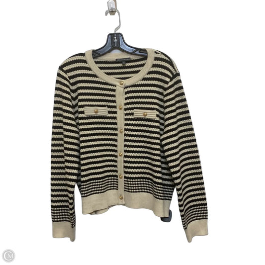 Sweater Cardigan By Adrianna Papell In Black & Tan, Size: Xl