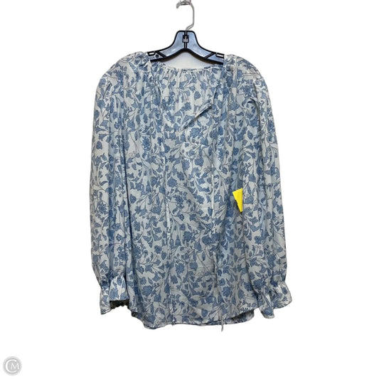 Top Long Sleeve By Cmf In Blue & White, Size: 3x