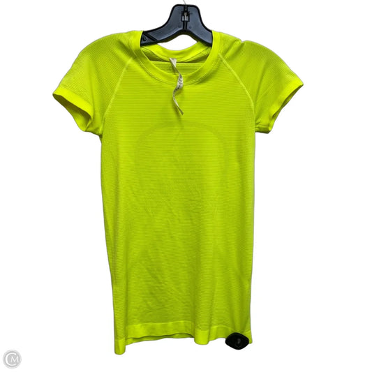 Athletic Top Short Sleeve Designer By Lululemon In Yellow, Size: S