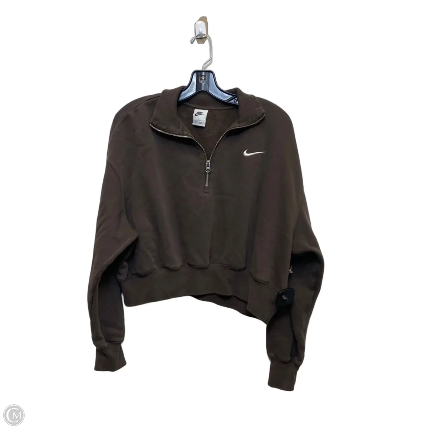 Athletic Sweatshirt Collar By Nike In Brown, Size: L