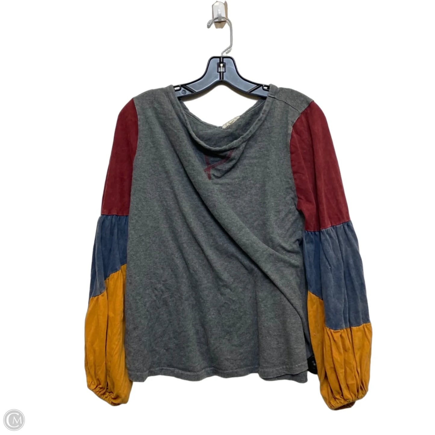 Top Long Sleeve By Oddi In Grey & Red, Size: M