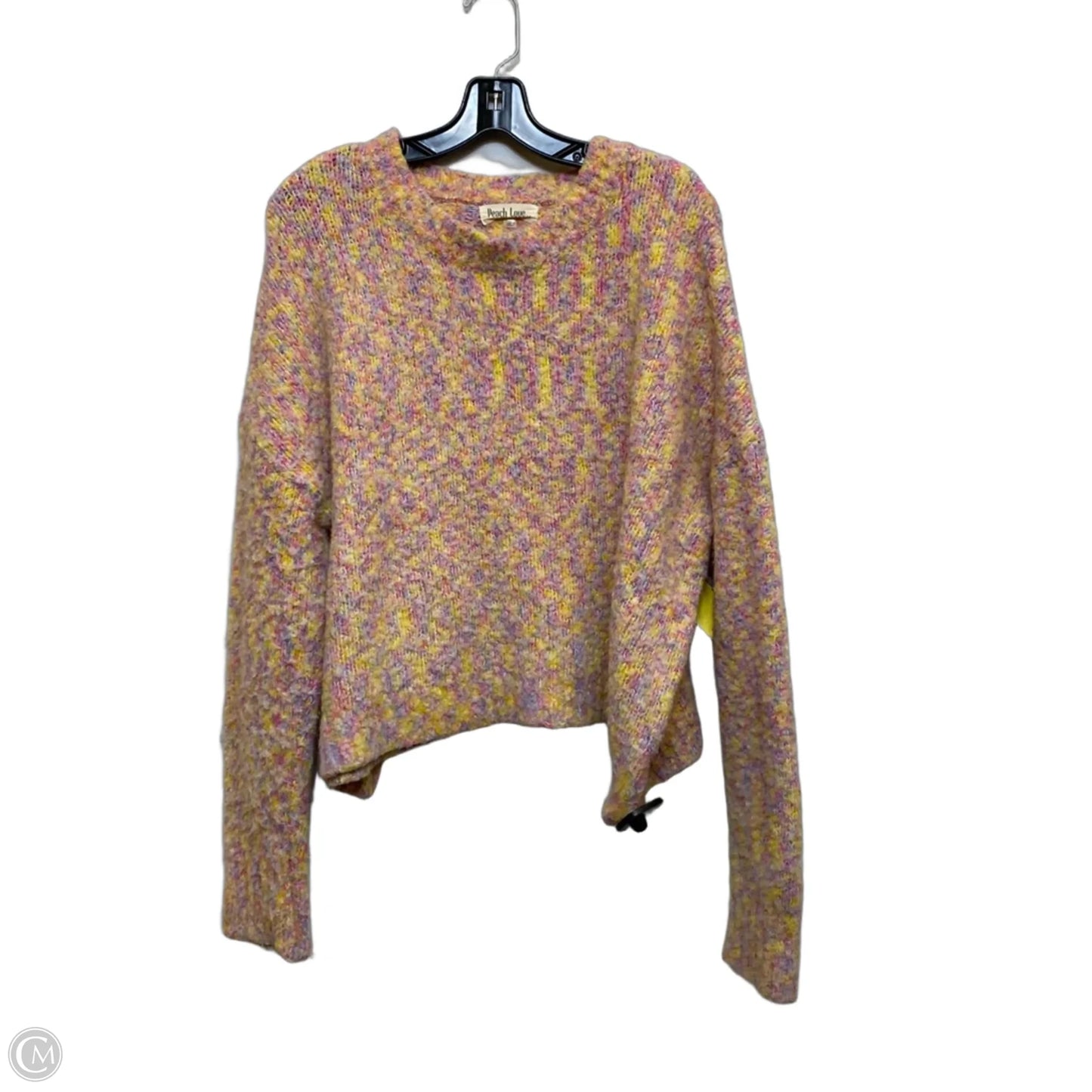 Sweater By Peach Love Cream California In Pink & Yellow, Size: L