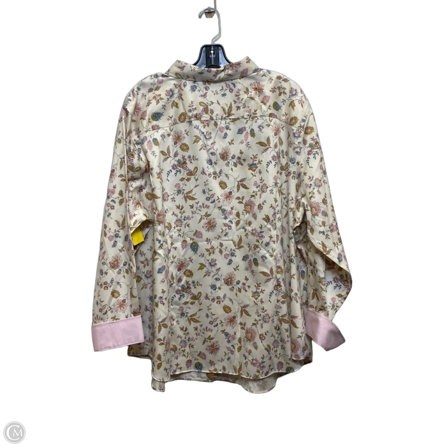 Top Long Sleeve By Chaps In Cream & Pink, Size: 2x
