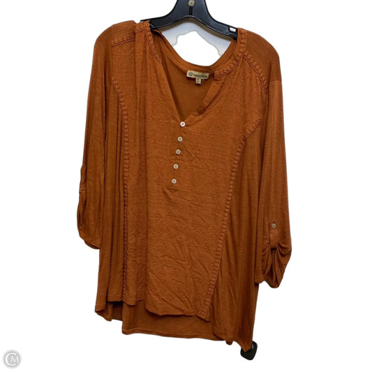 Top 3/4 Sleeve By Democracy In Brown, Size: 3x