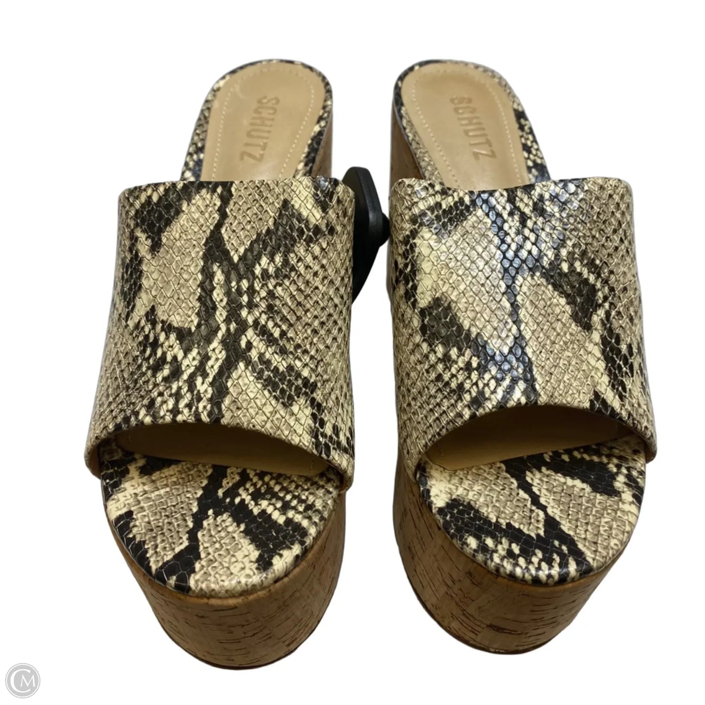 Sandals Heels Block By Schutz In Snakeskin Print, Size: 7