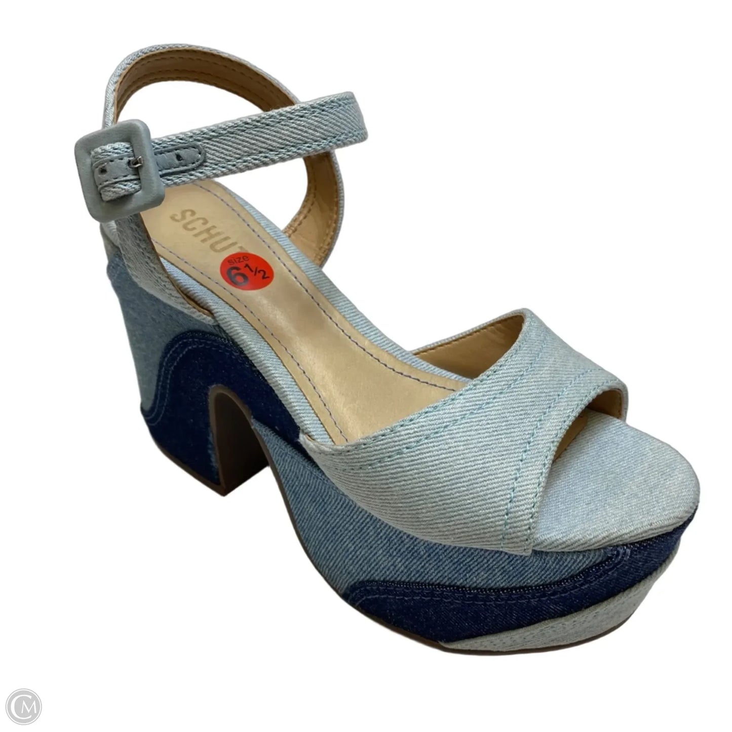 Sandals Heels Platform By Schutz In Blue Denim, Size: 6.5