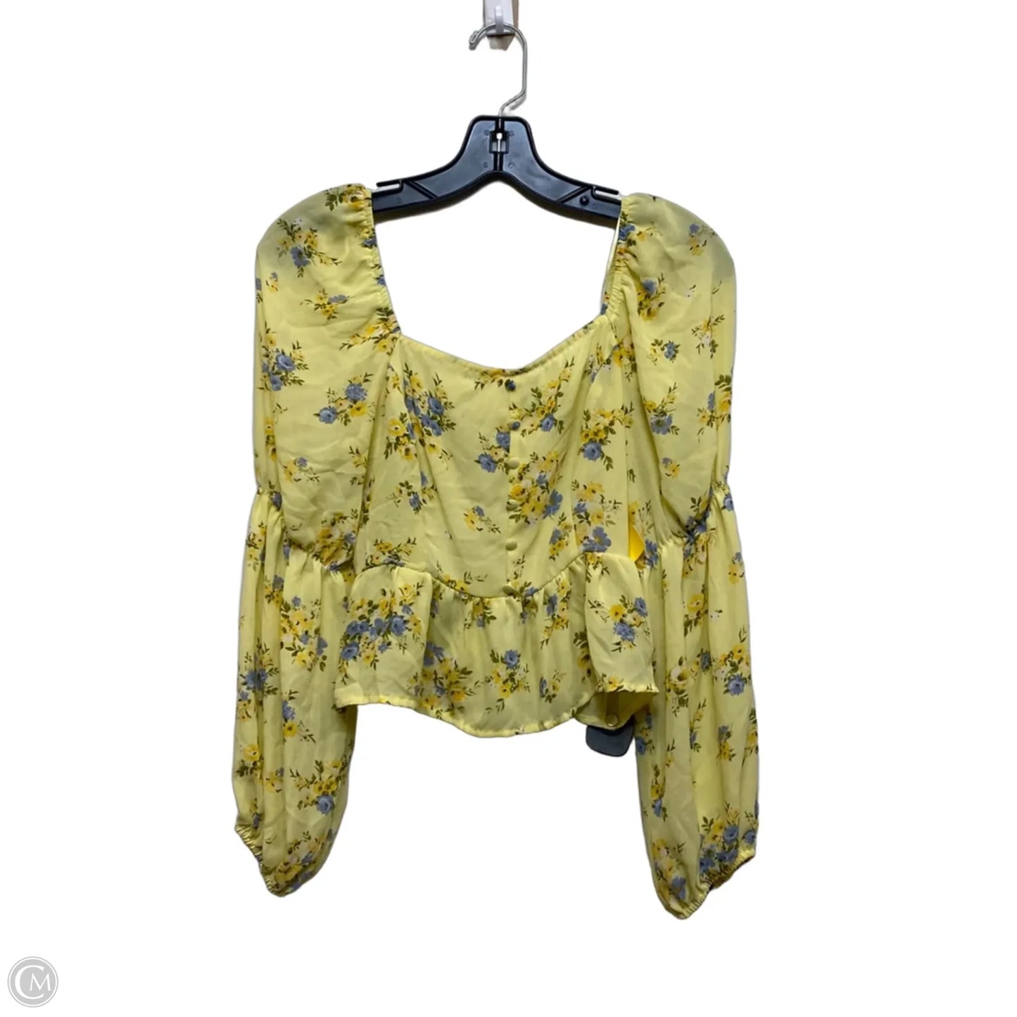 Top Long Sleeve By Blu Pepper In Yellow, Size: S