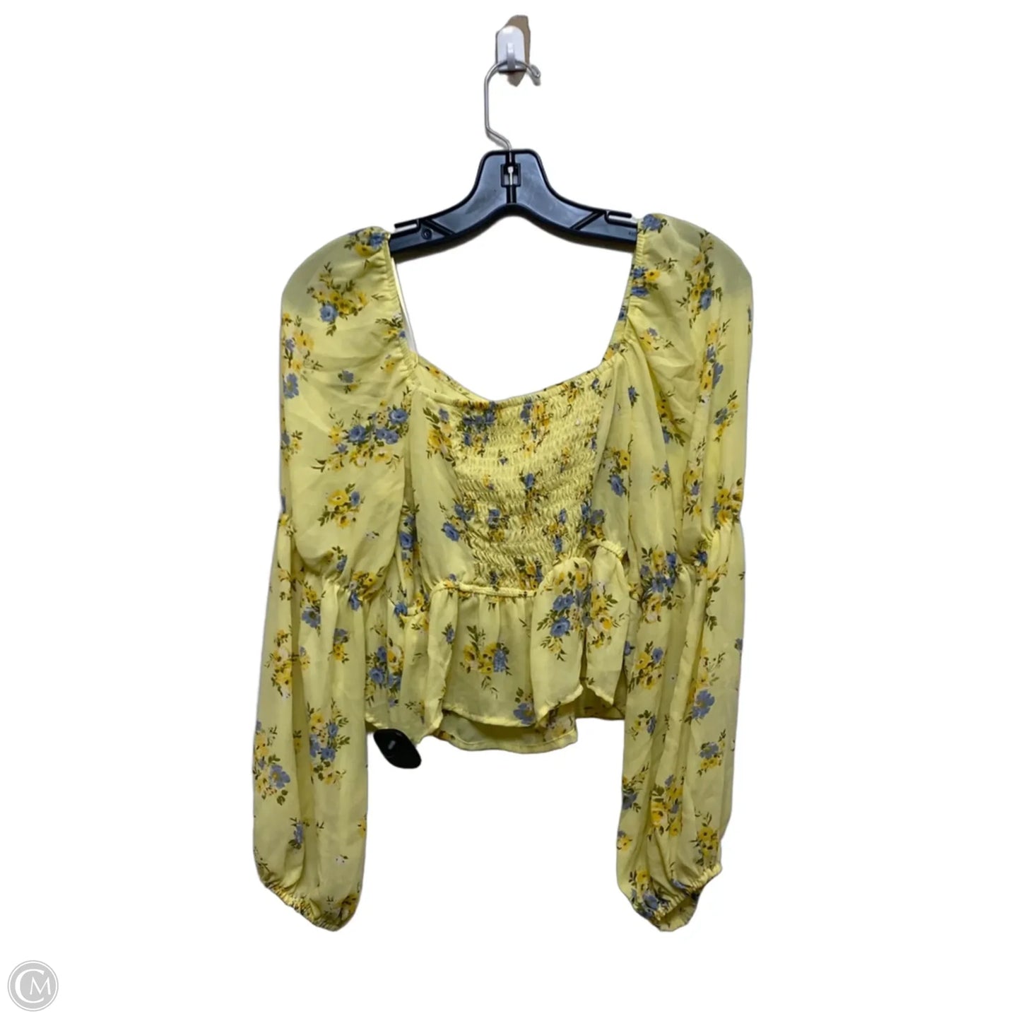 Top Long Sleeve By Blu Pepper In Yellow, Size: S