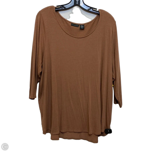 Top 3/4 Sleeve By Tahari In Brown, Size: 2x
