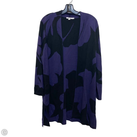 Sweater Cardigan By Chicos In Black & Purple, Size: Xl