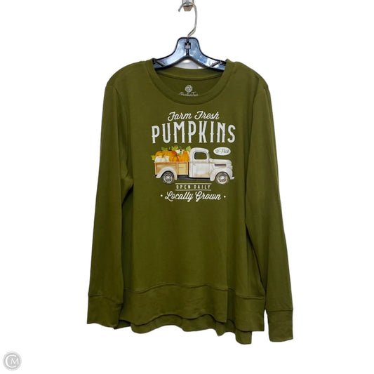 Top Long Sleeve By Positive Tees In Green, Size: L