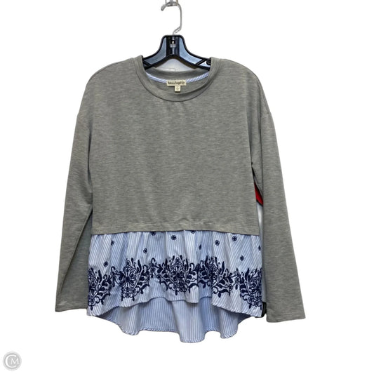 Top Long Sleeve By Love On A Hanger In Blue & Grey, Size: S