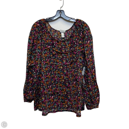 Top Long Sleeve By Ava & Viv In Black & Purple, Size: 2x