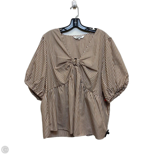 Top Short Sleeve By Velvet Heart In Brown & White, Size: 2x