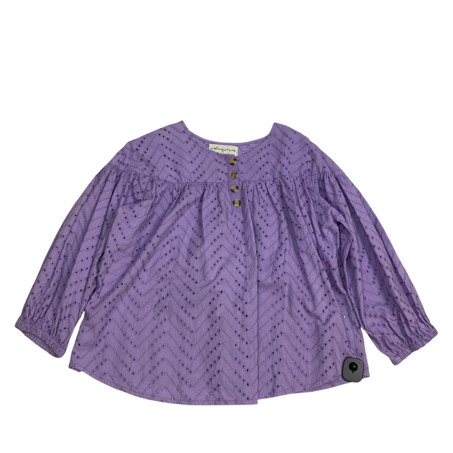 Blouse 3/4 Sleeve By Wishing Well In Purple, Size: Xl