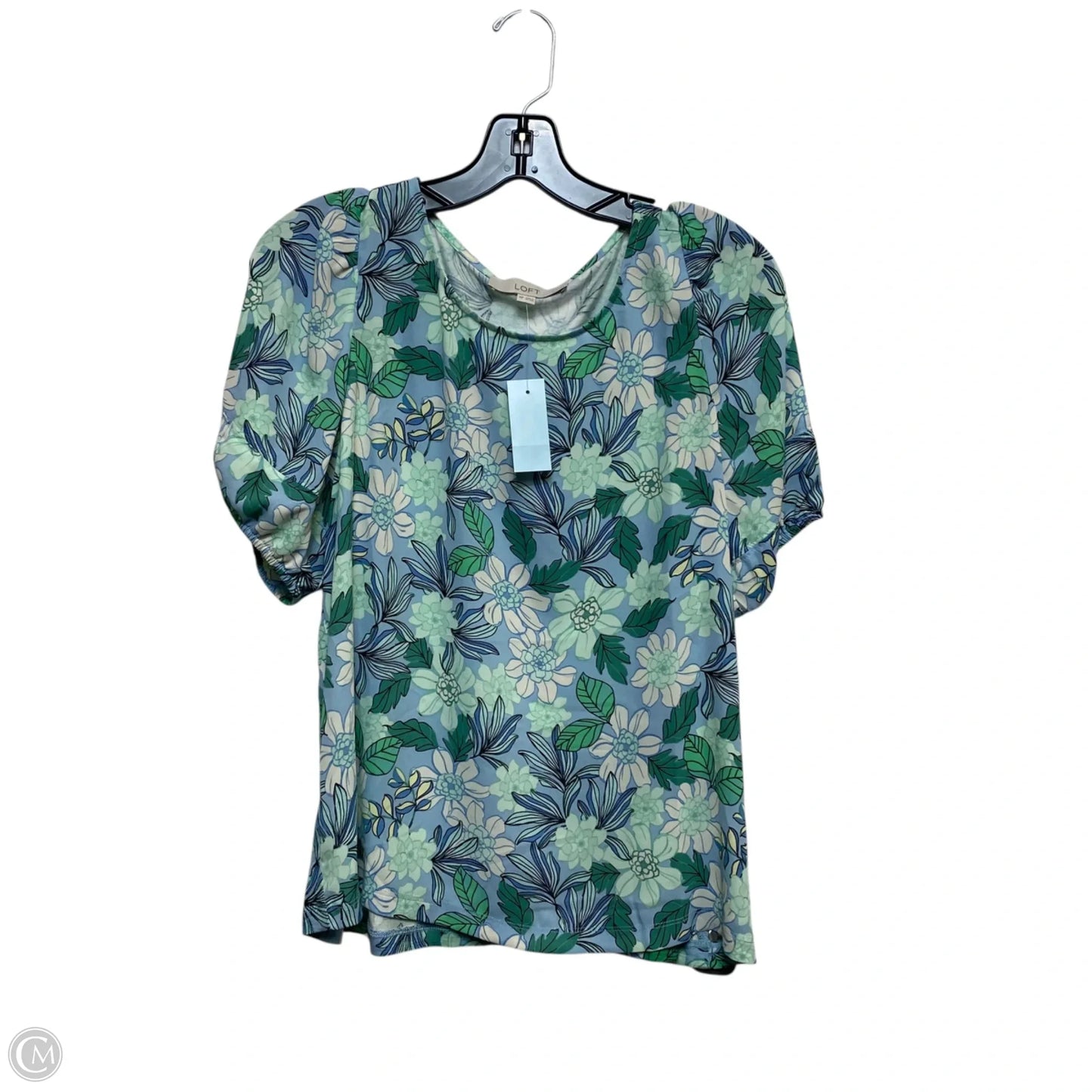 Top Short Sleeve By Loft In Blue & Green, Size: Mp