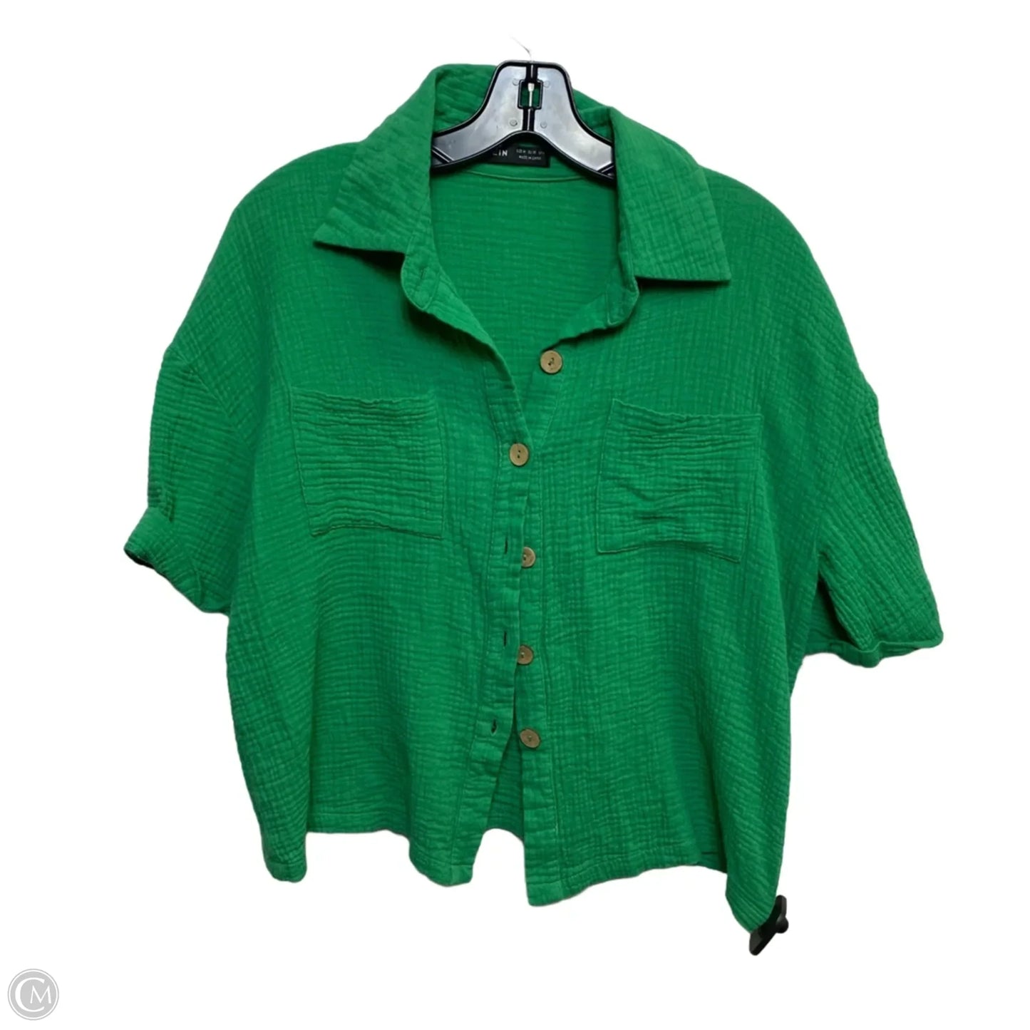 Top Short Sleeve By Shein In Green, Size: S