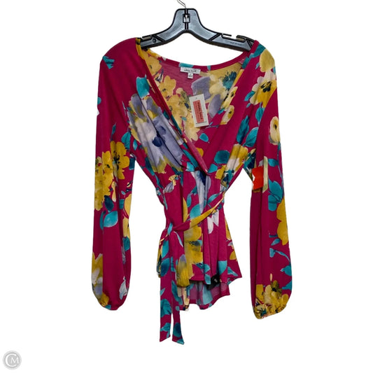 Top Long Sleeve By White Birch In Blue & Pink, Size: L