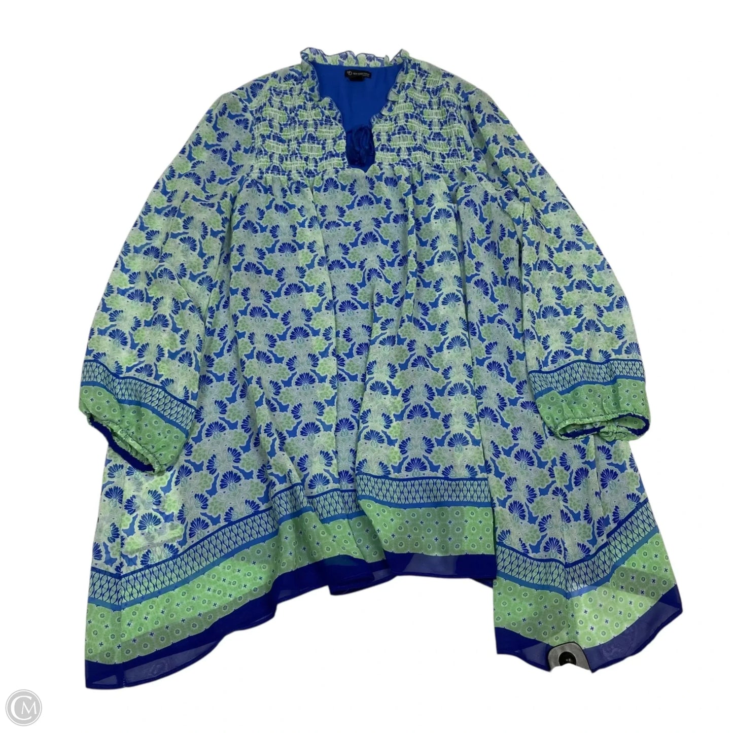 Top 3/4 Sleeve By New Directions In Blue & Green, Size: 1x