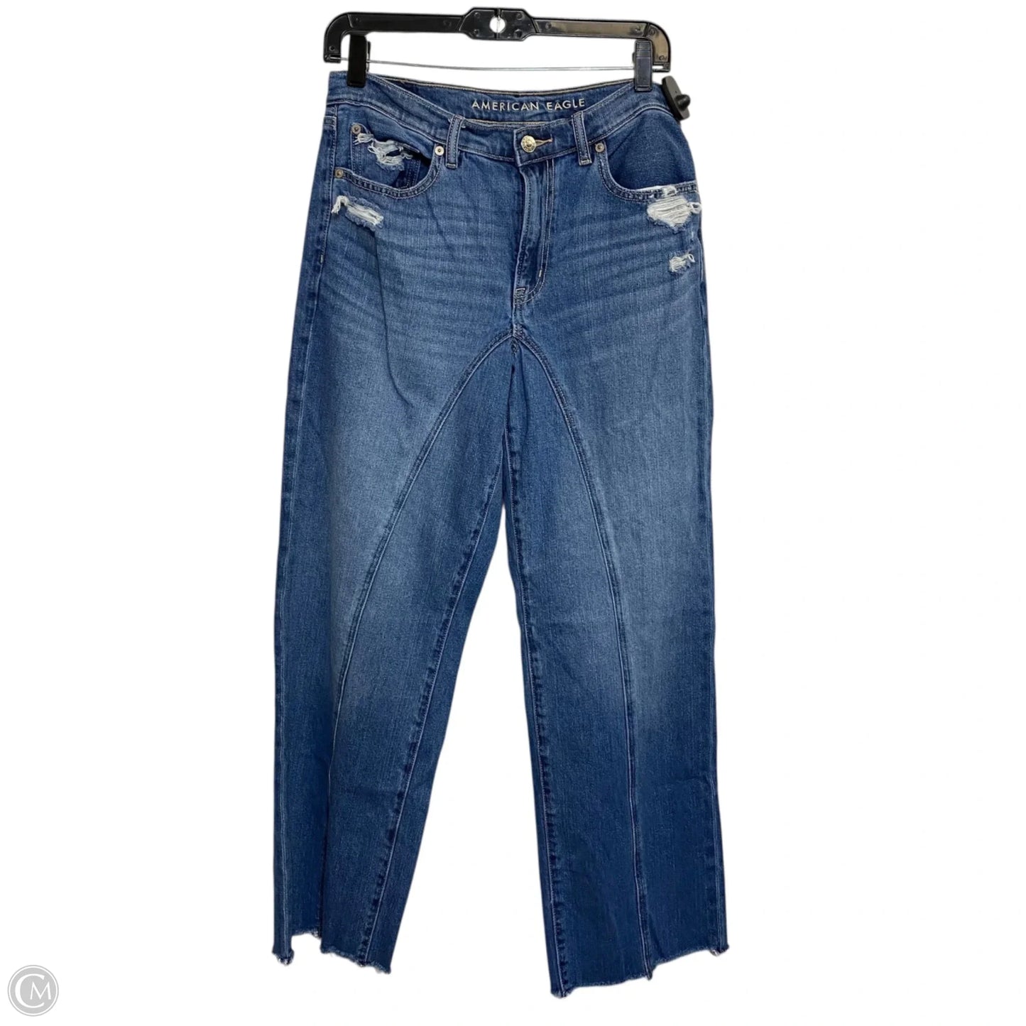 Jeans Straight By American Eagle In Blue Denim, Size: 8