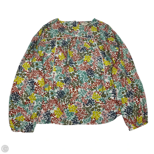 Tunic 3/4 Sleeve By Loft In Green & Red, Size: Xs