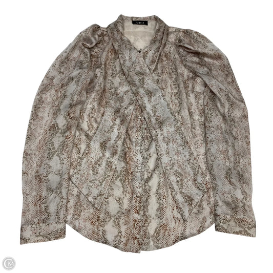 Top Long Sleeve By Vici In Snakeskin Print, Size: Xs