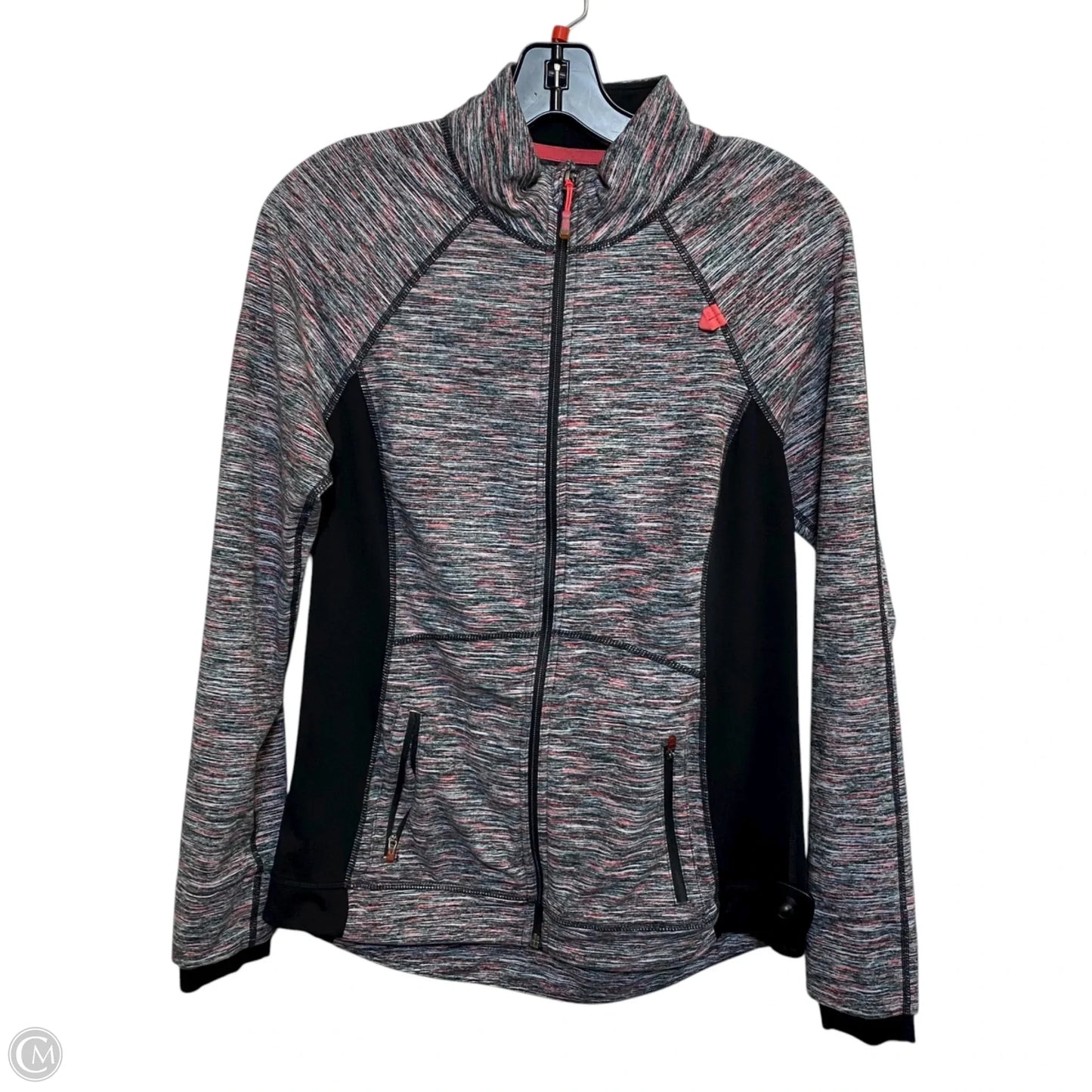 Athletic Top Long Sleeve Collar By Tangerine In Black & Pink, Size: M