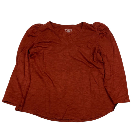 Top 3/4 Sleeve By Chicos In Orange, Size: Xl