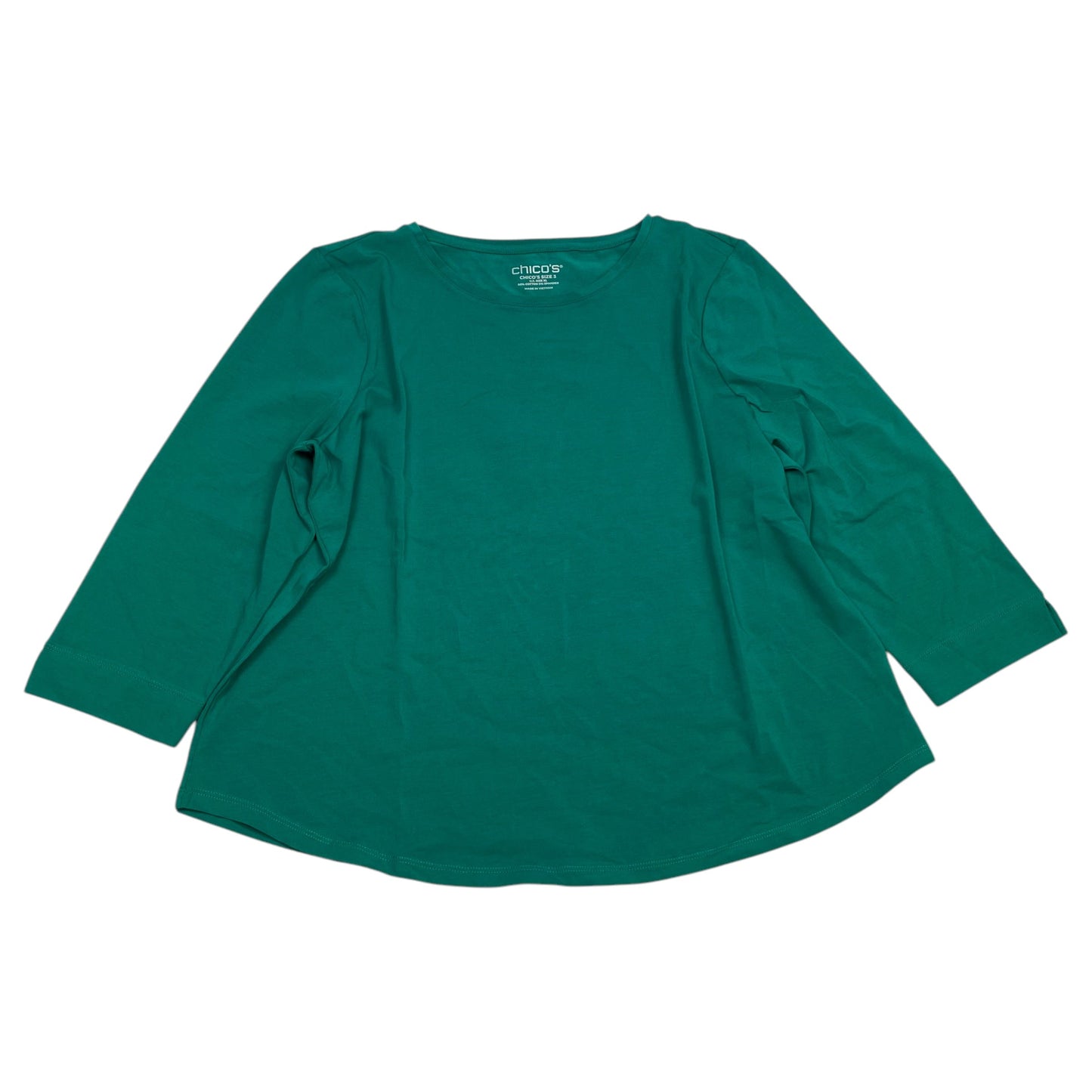 Top 3/4 Sleeve Basic By Chicos In Green, Size: Xl