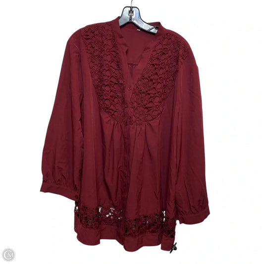 Top Long Sleeve By Cmf In Red, Size: Xxl