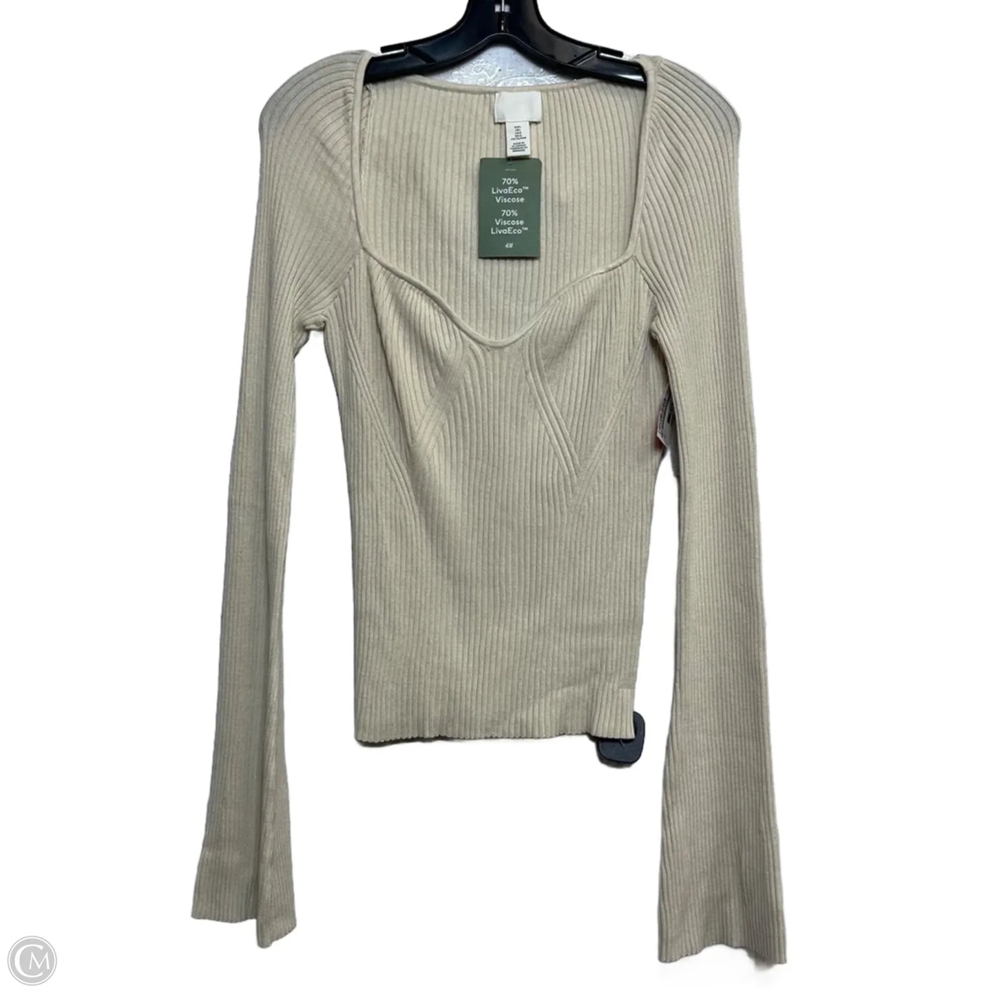 Top Long Sleeve By H&m In Cream, Size: L