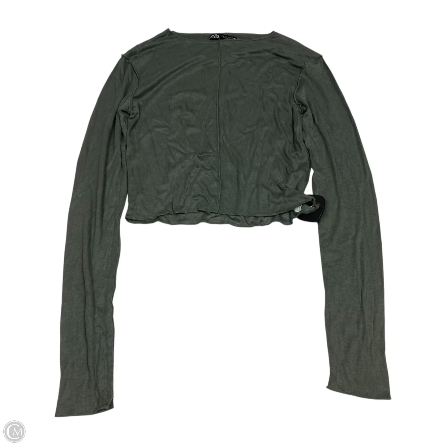 Top Long Sleeve By Zara In Green, Size: M