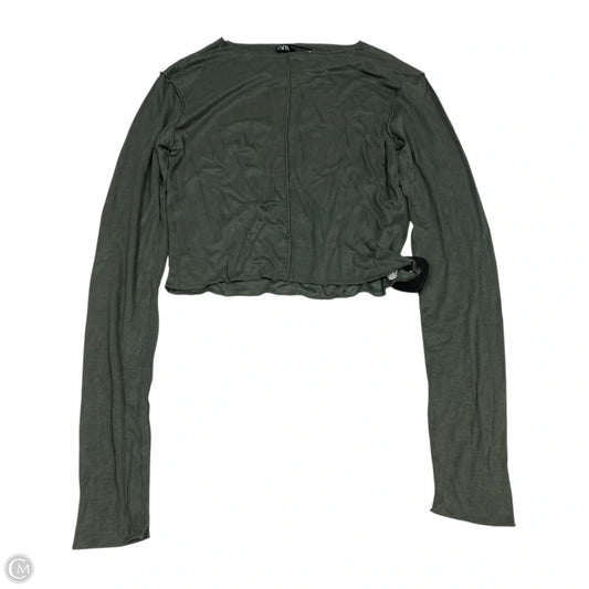 Top Long Sleeve By Zara In Green, Size: M