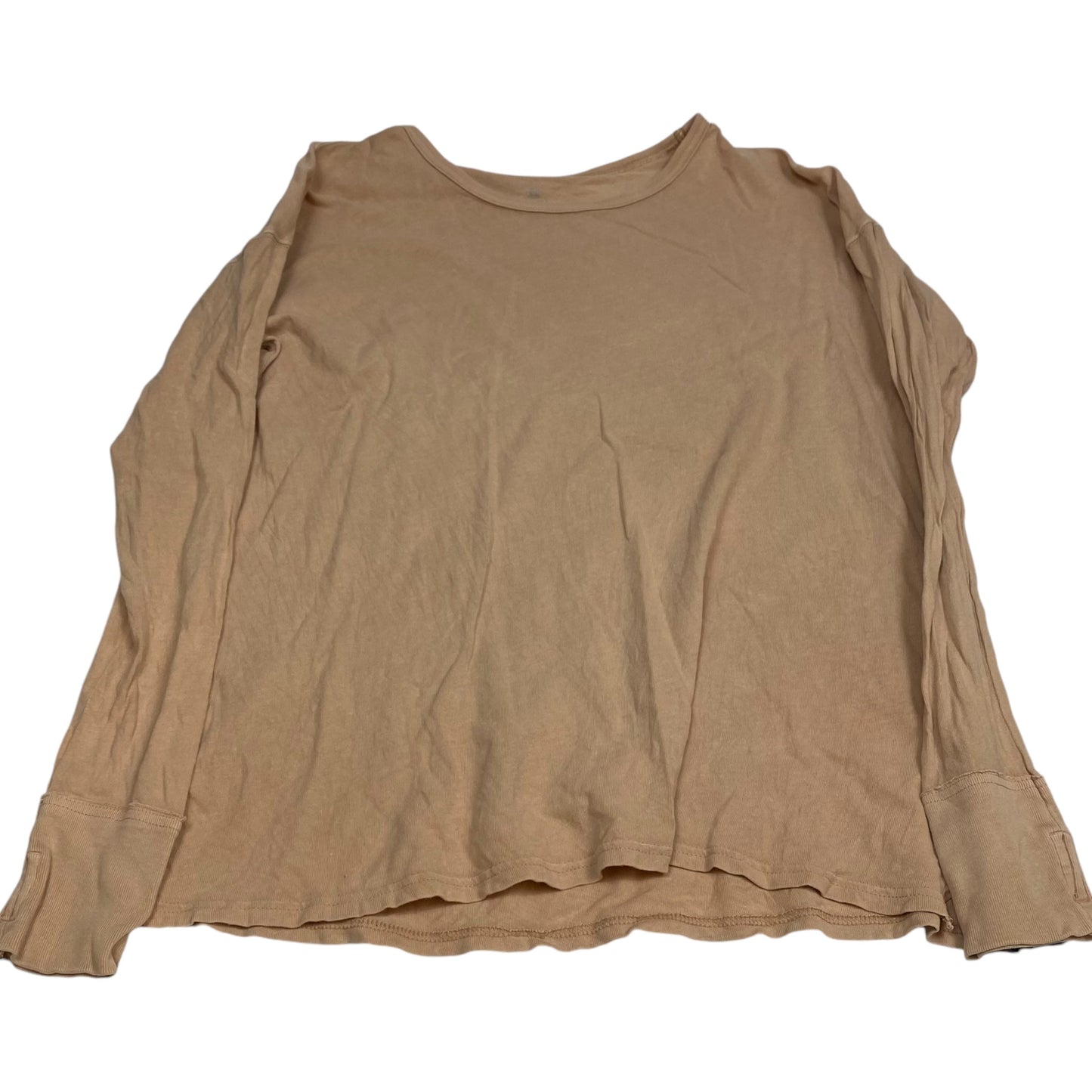 Top Long Sleeve Basic By Aerie In Tan, Size: S