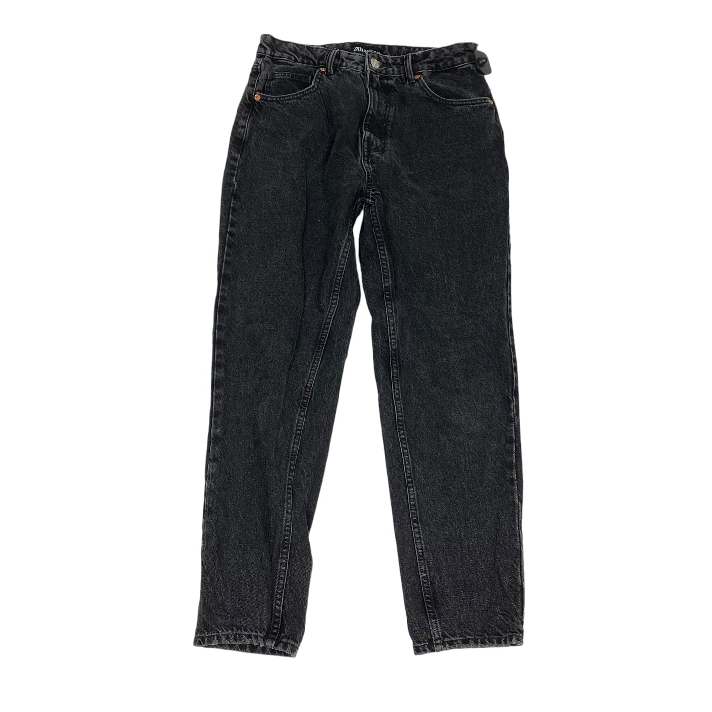 Jeans Straight By Zara In Black Denim, Size: 6