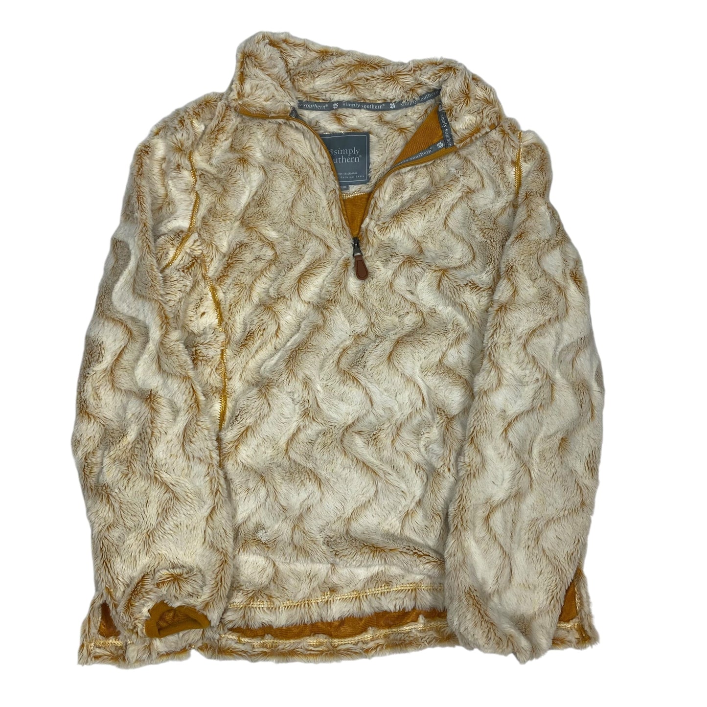 Jacket Faux Fur & Sherpa By Simply Southern In Cream, Size: M