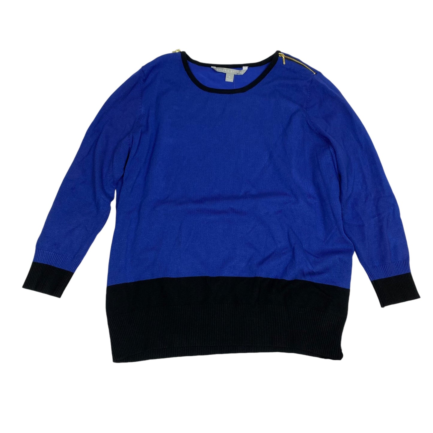 Top Long Sleeve By Valerie Stevens In Blue, Size: Xl