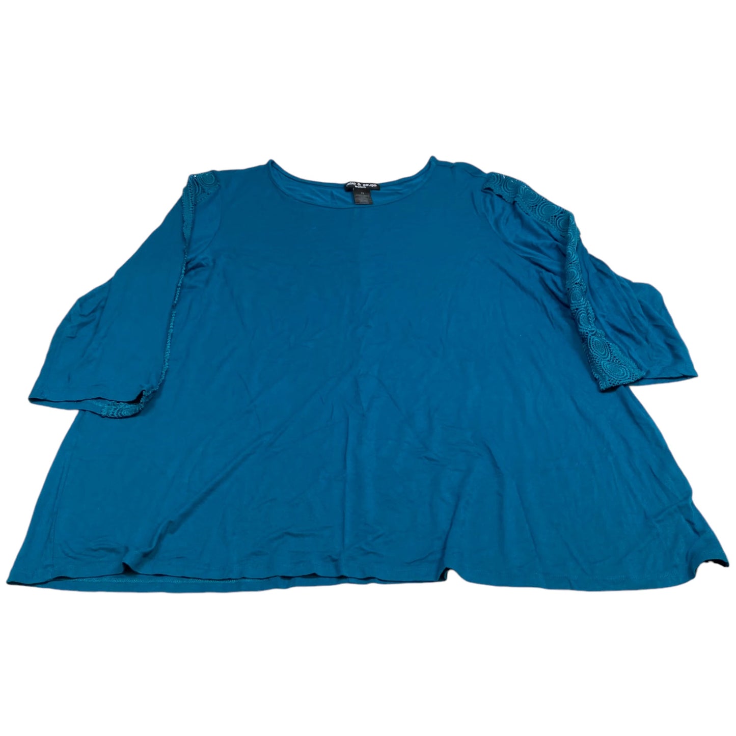 Top 3/4 Sleeve By Cable And Gauge In Teal, Size: 2x