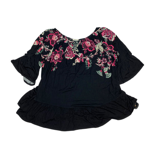 Top 3/4 Sleeve By Style And Company In Black & Pink, Size: 2x