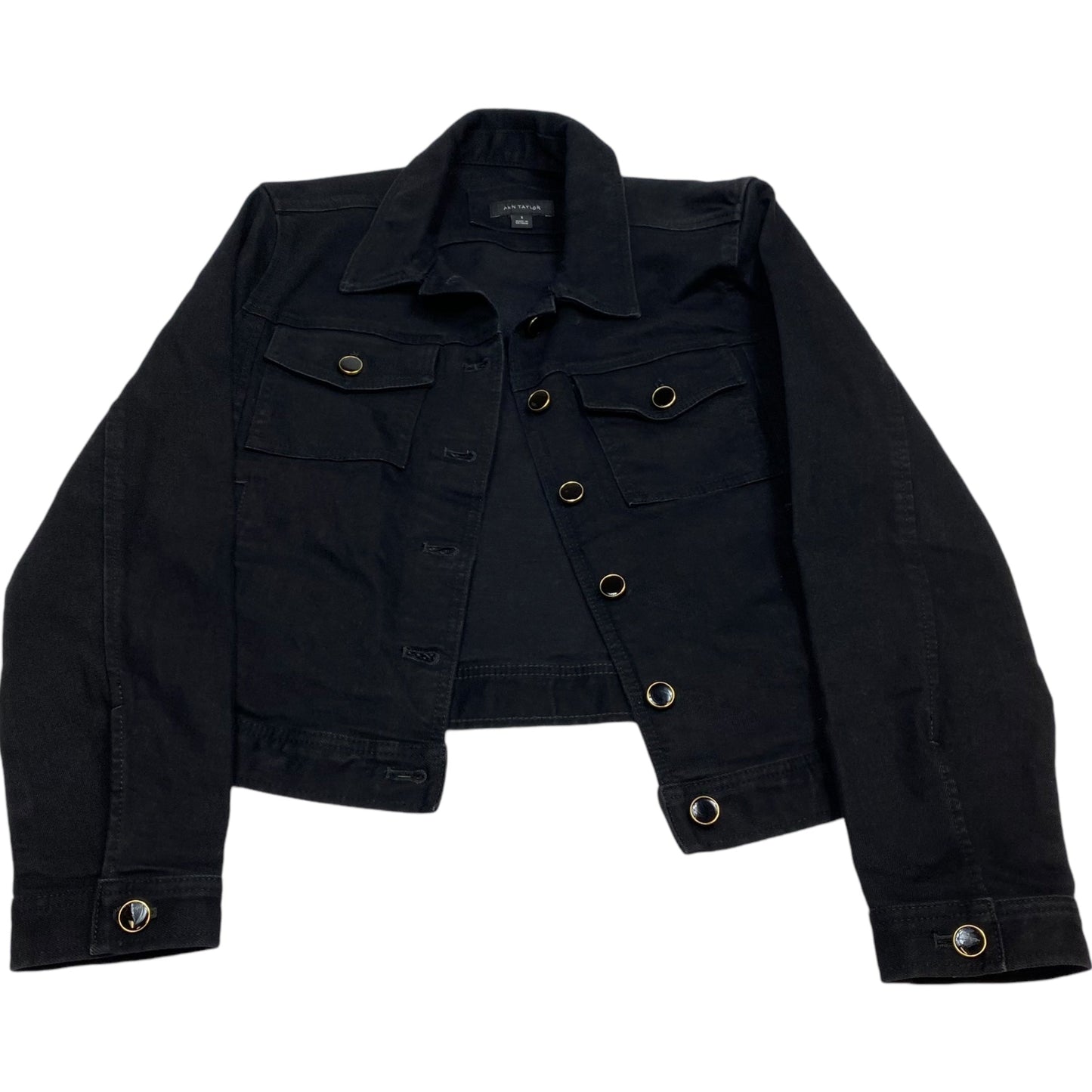 Jacket Denim By Ann Taylor In Black Denim, Size: S