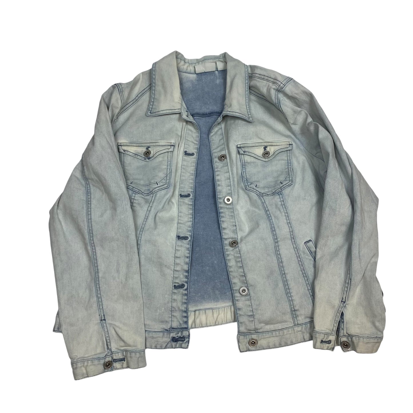 Jacket Denim By Chicos In Blue Denim, Size: Xl