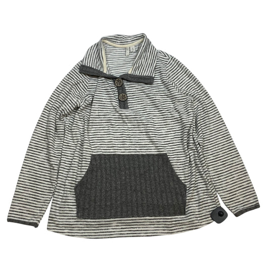 Top Long Sleeve By Cato In Grey & White, Size: M