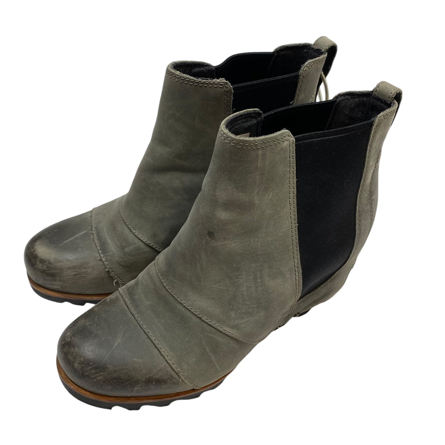 Boots Ankle Heels By Sorel In Grey, Size: 8