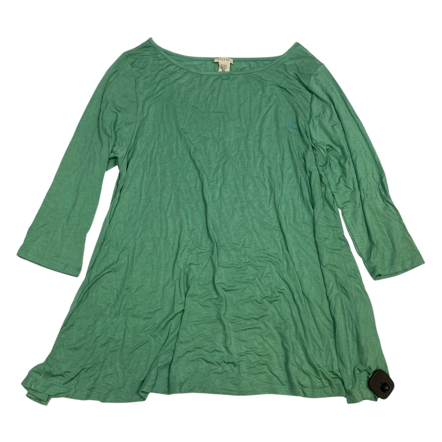 Top 3/4 Sleeve Basic By Yelete In Green, Size: 3x