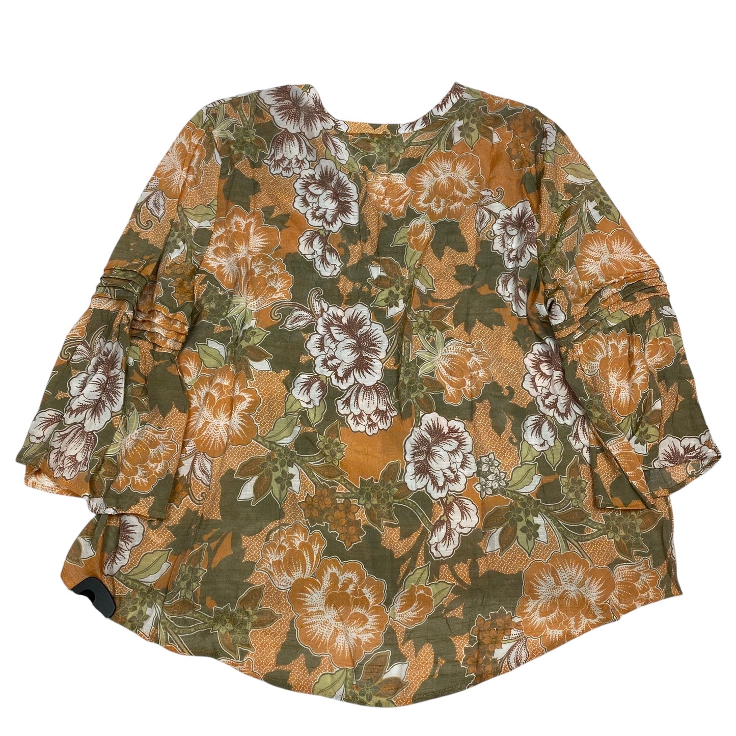 Top 3/4 Sleeve By Ruby Rd In Green & Orange, Size: Xl